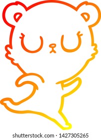 warm gradient line drawing of a peaceful cartoon bear running