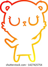 warm gradient line drawing of a peaceful cartoon polar bear