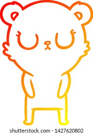 warm gradient line drawing of a peaceful cartoon bear