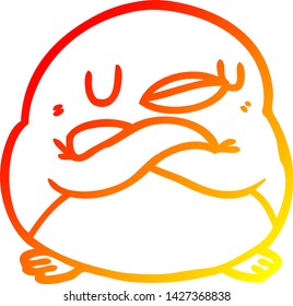 warm gradient line drawing of a penguin with crossed arms
