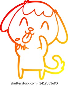 warm gradient line drawing of a rude dog cartoon