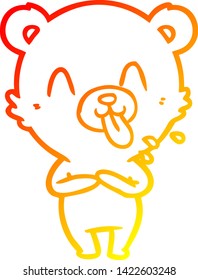 warm gradient line drawing of a rude cartoon bear