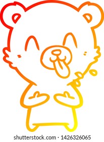 warm gradient line drawing of a rude cartoon polar bear sticking out tongue