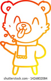 warm gradient line drawing of a rude cartoon bear