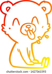 warm gradient line drawing of a rude cartoon bear