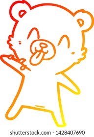 warm gradient line drawing of a rude cartoon polar bear sticking out tongue