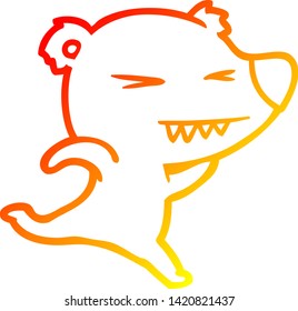 warm gradient line drawing of a running polar bear cartoon