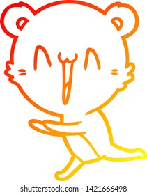 warm gradient line drawing of a running bear cartoon