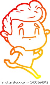 warm gradient line drawing of a running cartoon man