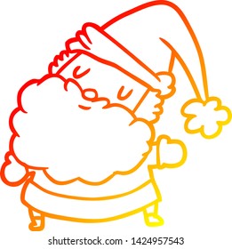 warm gradient line drawing of a santa claus