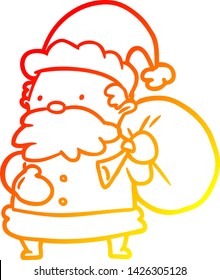 warm gradient line drawing of a santa claus