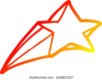 warm gradient line drawing of a shooting star decorative cartoon