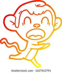 warm gradient line drawing of a shouting cartoon monkey