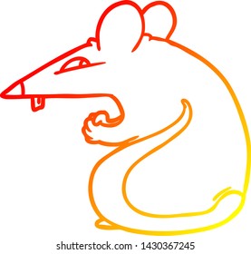 warme Farbverlauf-Linienzeichnung einer kleinen Cartoon-Ratte