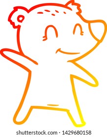 warme Farbverlauf-Linienzeichnung eines Lächelbären