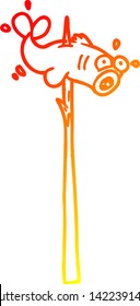 warm gradient line drawing of a speared fish cartoon
