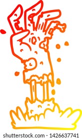 warm gradient line drawing of a spooky zombie hand cartoon