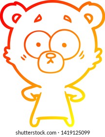 warm gradient line drawing of a surprised polar bear cartoon