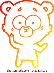 warm gradient line drawing of a surprised bear cartoon