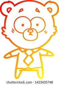 warm gradient line drawing of a surprised bear cartoon