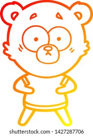 warm gradient line drawing of a surprised polar bear cartoon