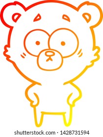 warm gradient line drawing of a surprised bear cartoon