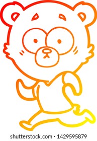 warm gradient line drawing of a surprised polar bear cartoon