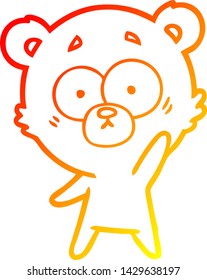 warm gradient line drawing of a surprised polar bear cartoon