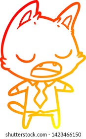warm gradient line drawing of a talking cat boss