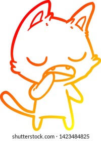 warm gradient line drawing of a talking cat cartoon