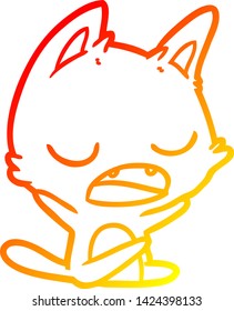 dibujo de línea de degradado cálido de una caricatura de gato parlante