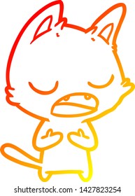 warm gradient line drawing of a talking cat cartoon