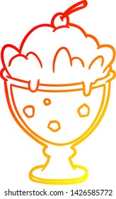 warm gradient line drawing of a tasty dessert