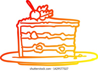 warme Farbverlauf-Linie Zeichnung eines leckeren Nachtisch;Kuchen