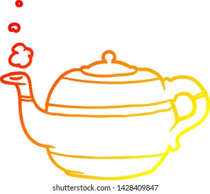 warm gradient line drawing of a tea pot