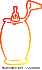 warme Farbverlauf-Linienzeichnung einer Tomatenketschup-Flasche