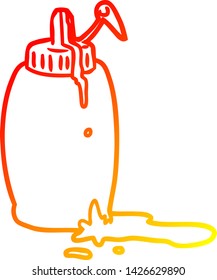 warme Farbverlauf-Linienzeichnung einer Tomatenketschup-Flasche