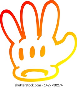 warm gradient line drawing of a traditional cartoon glove