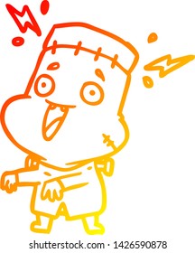 warm gradient line drawing of a undead monster creation man