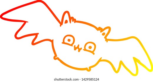 dibujo de línea de gradiente cálido de un murciélago de halloween vampiro