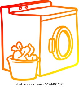 warm gradient line drawing of a washing machine and laundry