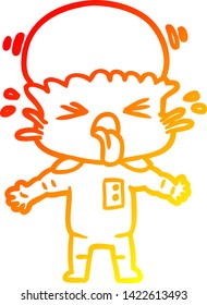 warm gradient line drawing of a weird cartoon alien