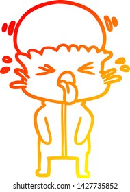warm gradient line drawing of a weird cartoon alien
