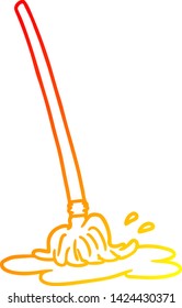 dibujo de línea de gradiente cálido de un mopo de dibujos animados húmedos