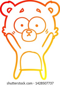 warm gradient line drawing of a worried bear cartoon