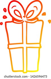 warm gradient line drawing of a wrapped gift