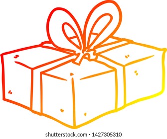 dibujo de línea de gradiente cálido de un regalo envuelto