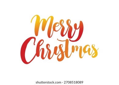 Warm gradient merry christmas calligraphy on white background