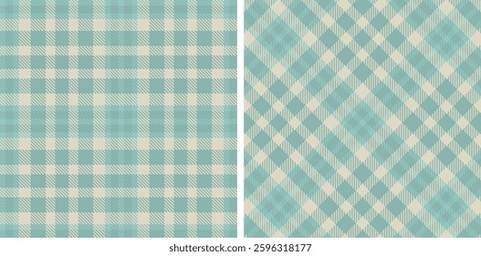 Warm Greyish Teal and Vivid Light Grey Seamless Tartan Fabric Design