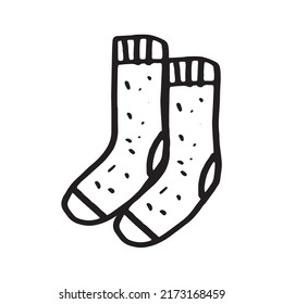 Calurosos calcetines de doodle dibujados a mano. Ilustración del vector